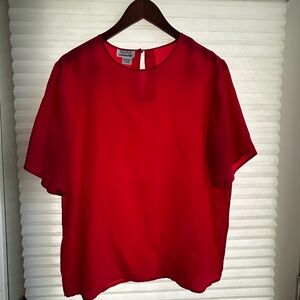 Clio Vibrant Red Blouse 100% Silk  Large